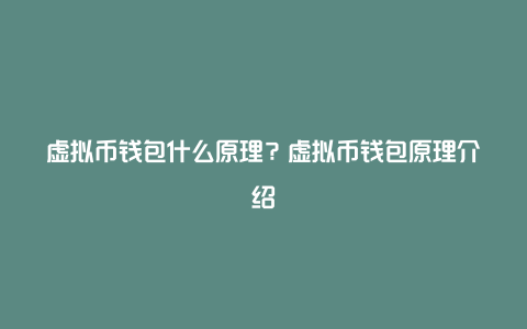 虚拟币钱包都有哪些-虚拟币钱包有哪些类型